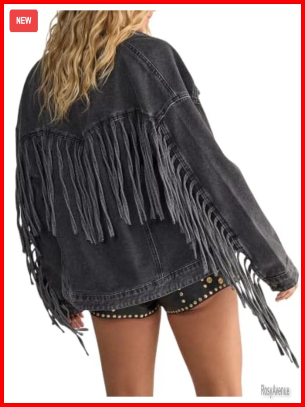 Oversized Fringed Jean Jacket Western Denim Jacket